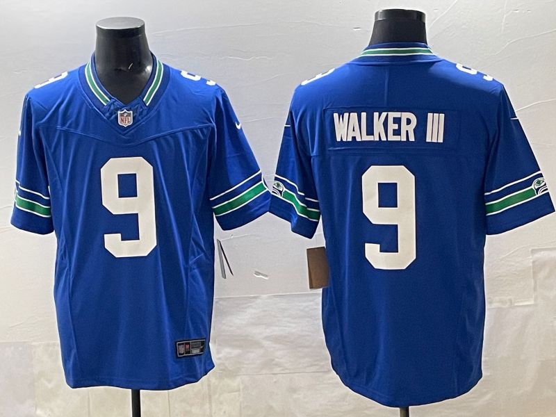 Men 2025 Seattle Seahawks #9 Walker iii Blue retro Three generations Nike Limited NFL Jersey style 1->dallas cowboys->NFL Jersey